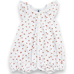 Petit Bateau Orange Print Flutter Sleeve Bubble Romper Size 18M